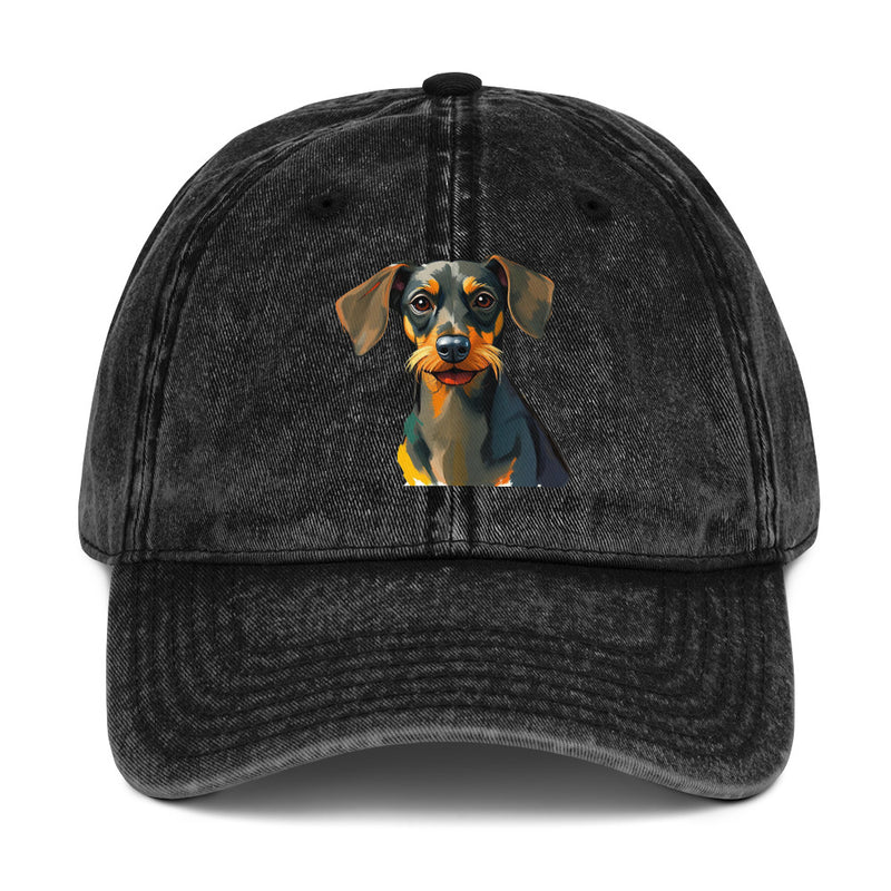 Dachshund Abstract Vintage Cotton Twill Cap | Everyday AI-Designed 3