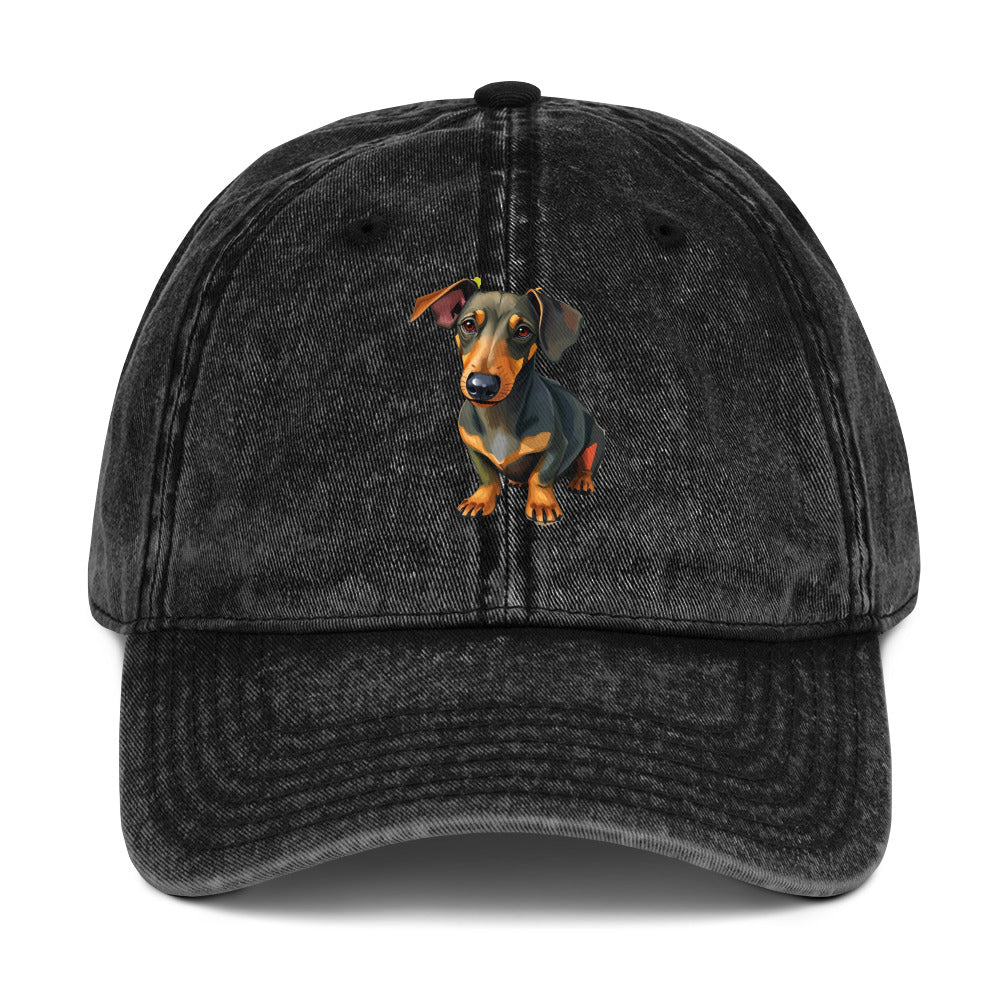 Dachshund Abstract Vintage Cotton Twill Cap | Everyday AI-Designed 4