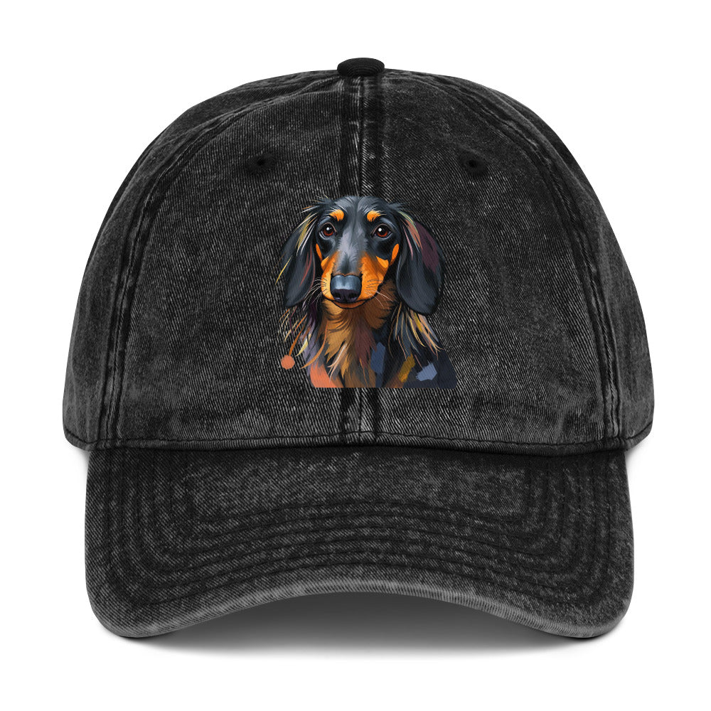 Dachshund Abstract Vintage Cotton Twill Cap | Everyday AI-Designed 6