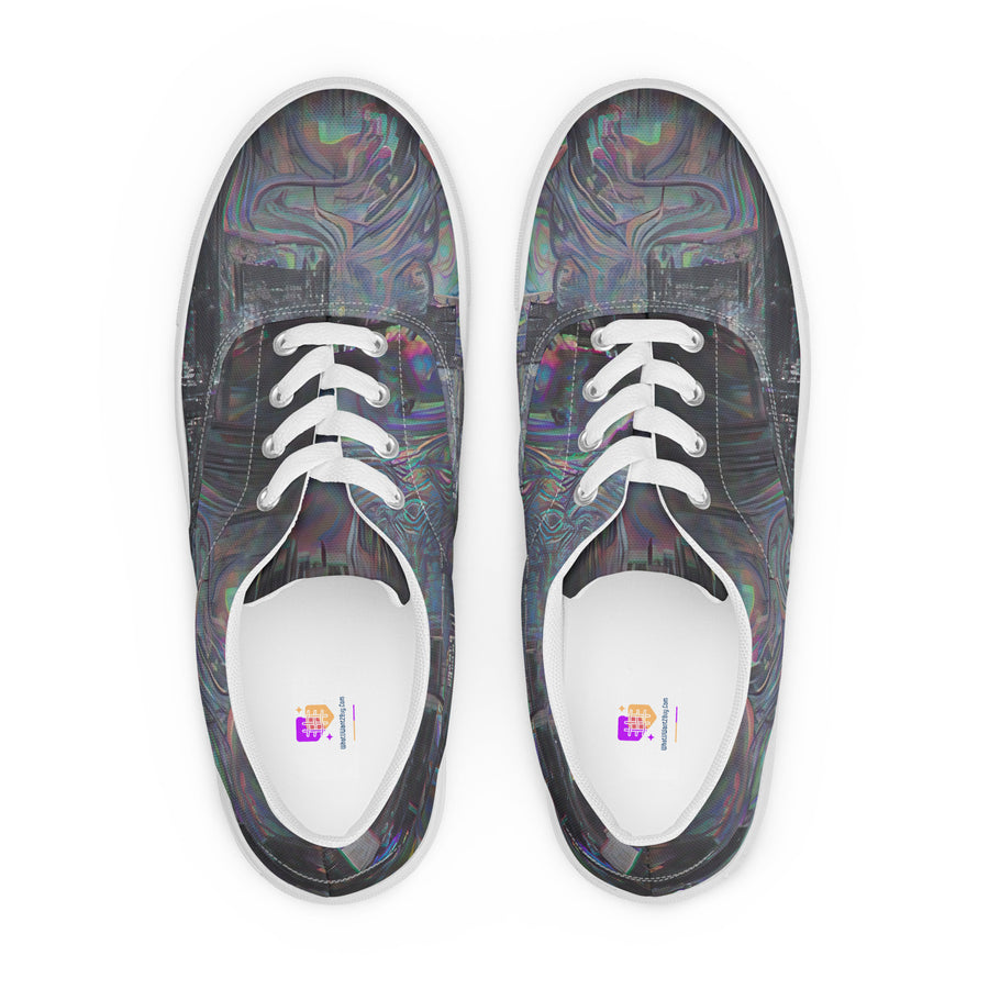 Glitchwear Women's Lace-Up Canvas Shoes, Everyday AI-Designed 0, view 2